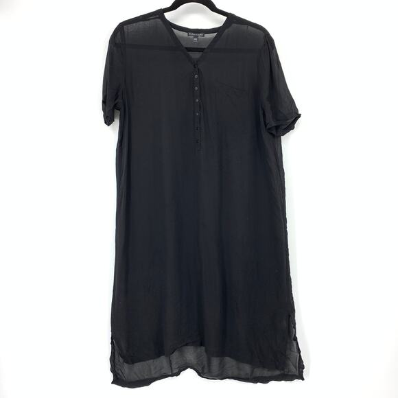 Eileen Fisher Dresses & Skirts - Eileen Fisher Black Sheer Silk Shift Dress Womens XXS Minimalist Tunic *READ